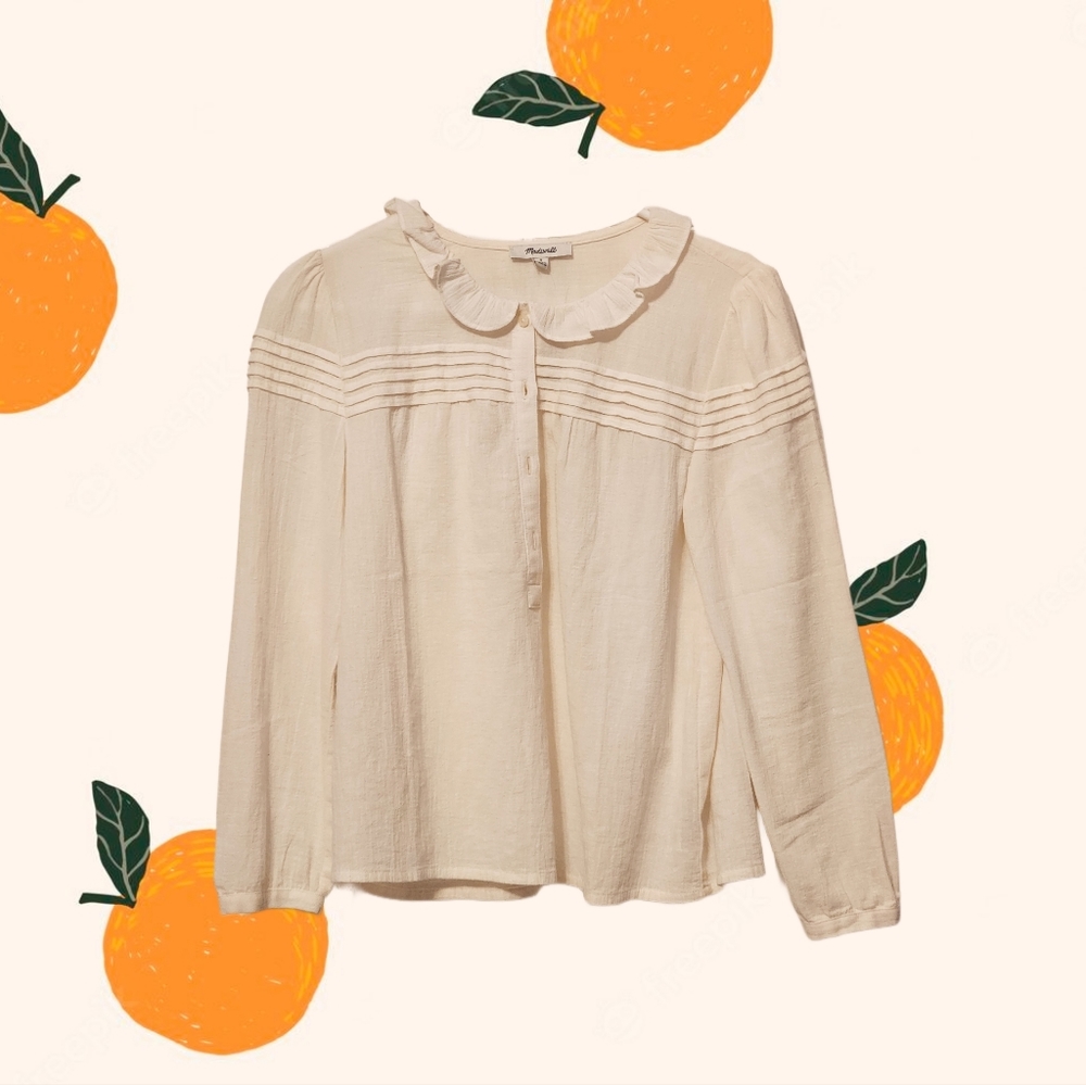 madewell size s cream cotton blouse, nwot